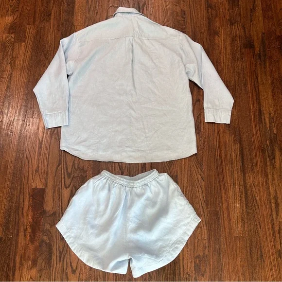 Beulah Womens 2Pc Shirt & Short Set, Blue Size Small - Picture 14 of 16